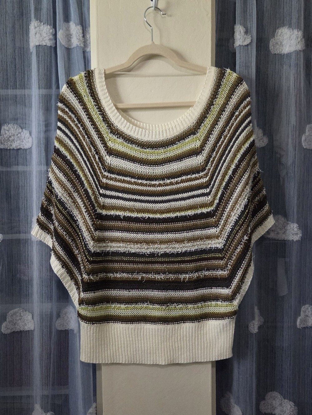 BCBGMAXAZRIA Striped Knit Crochet Batwing Sweater